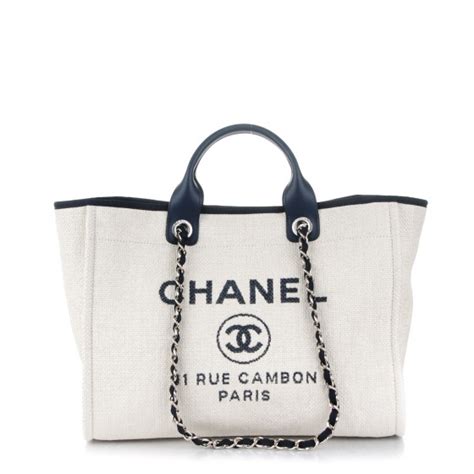 chanel canvas bag white|authentic Chanel shopping bag.